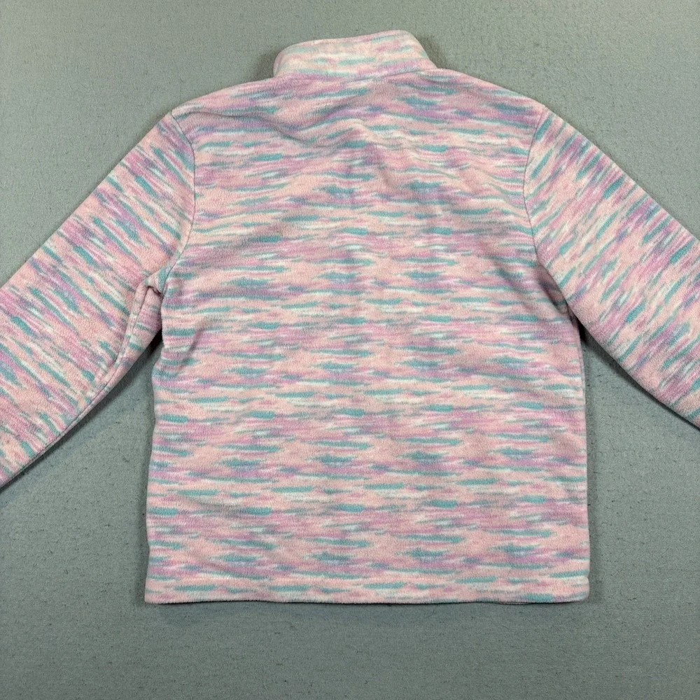 Youth School Eddie Bauer Girls L 14/16 Pink Aqua Space Dye Fleece Jacket Pockets